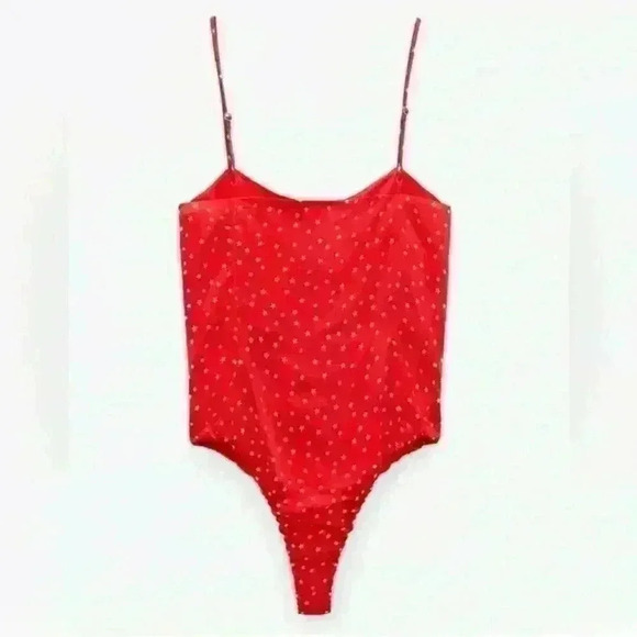 Zara Satin Effect Star Print Bodysuit NWOT size  M - Picture 5 of 7
